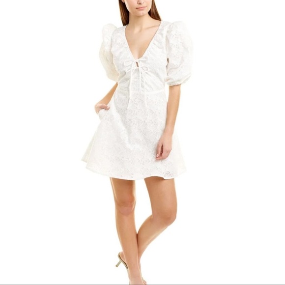 NICHOLAS Danni Bow-detail Broderie Anglaise Feathering Eyelet Dress Sz 4 NWT - Picture 2 of 9